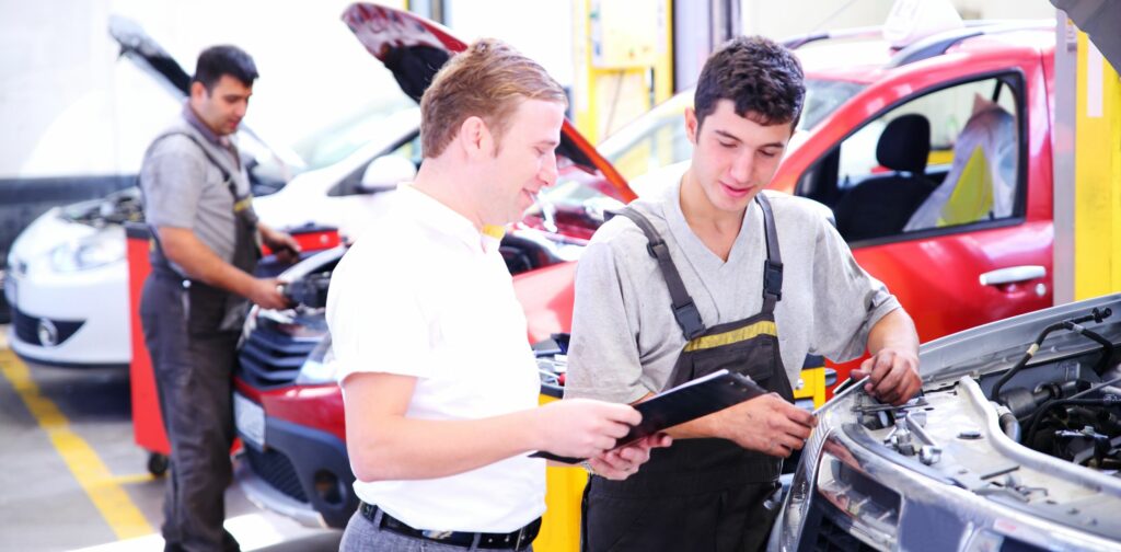 mechanic repairing car